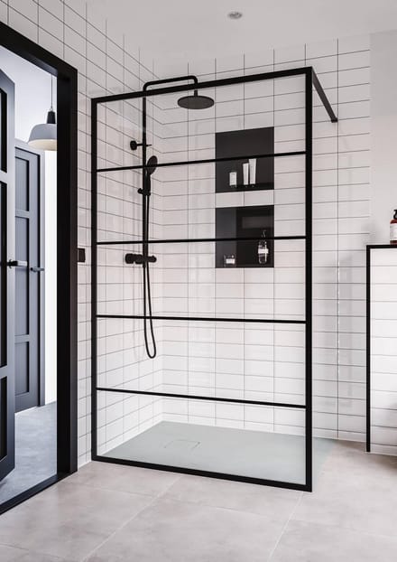 Saqu Miralo Douchewand - Incl. Antikalk 100x200 cm - Mat Zwart - Inloopdouche