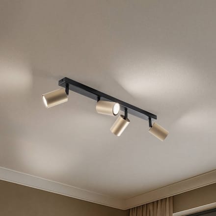 SIGMA Plafondspot Zoom, 4-lamps, zwart/goud