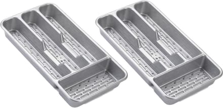 Plasticforte Bestekbak - 4-vaks - grijs - 33 x 18 x 4 cm - bestekhouders