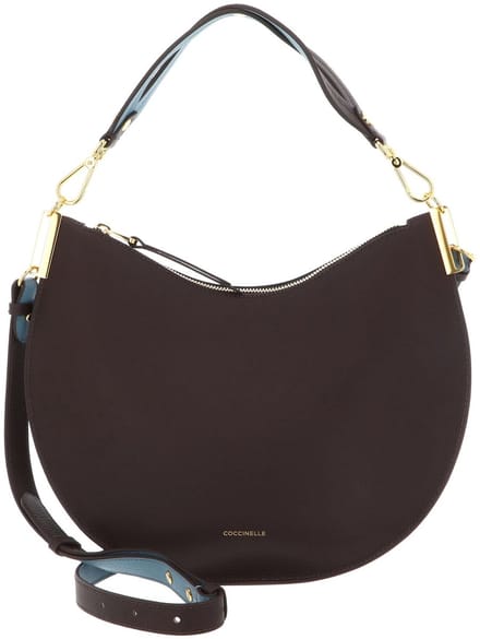 COCCINELLE Leren schoudertas Sunup Shoulder Bag Brunette / Arctic Blue donkerbruin