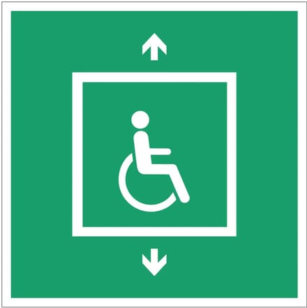 Evacuatielift invaliden bord – E070 | gecoat dibond materiaal | 10 x 10 cm