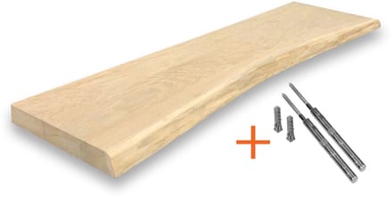 Zwevende Wandplank Eiken - Zwevend Wandplankje Hout - Boomstam Effect - 120cm