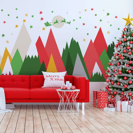 Scandinavische bergkerststickers, 40 x 60 cm