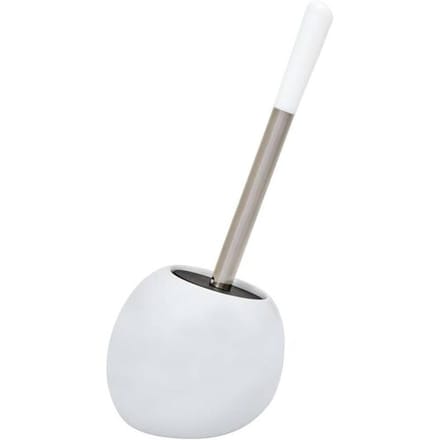 5Five WC-/toiletborstel met houder rond - wit glans - keramiek - 36 cm