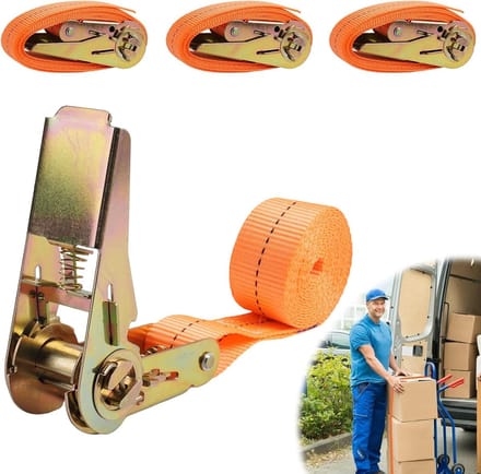 Set van 4 verstelbare spanbanden van 2 m lang en 25 mm breed voor motoren, bagage en ladingbeveiliging