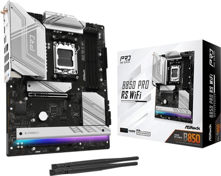 ASRock B850 Pro RS WiFi Moederbord - AMD B850 - AMD AM5 - DDR5 RAM - ATX