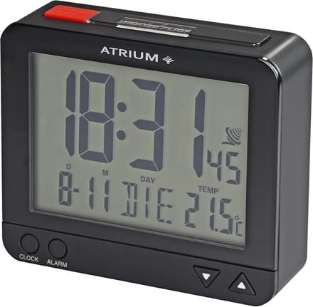 Digitale Radiogestuurde Wekker Zwart met Snooze, Datum en Temperatuurweergave