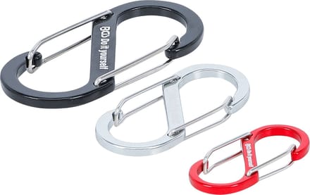 BGS Karabijnhaak-assortiment met dubbele opening aluminium 3 delig