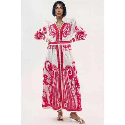 V-hals Paisley Maxi Jurk met Split