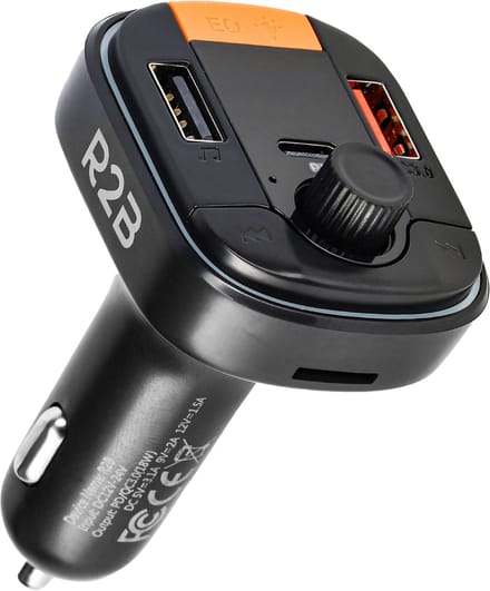 R2B Bluetooth Transmitter Auto - FM Transmitter - Bluetooth Receiver - Autolader - Carkit - USB C en USB A & Micro SD Poort - Auto Accessoires