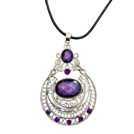 Ketting- Paars -Tibetaans look- verstelbare ketting- Charme Bijoux