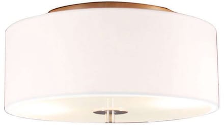 QAZQA Drum 30 R - Plafondlamp met lampenkap - 2 Lichts - Ø30 cm - crème
