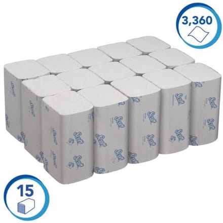 SCOTT®handdoeken Performance  interfold, 1-laag, B 315 x L 215 mm, wit, 3180 doekjes