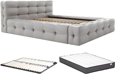 Vente-unique Bedframe stof lichtgrijs 140 x 190 cm