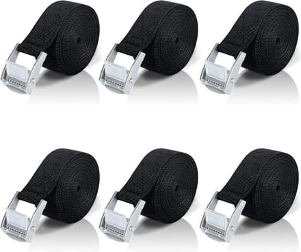 Korte Spanbanden met Ratel - 2m, 6 Stuks voor Fiets, Auto en Camping