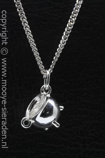 Zilveren Stoofpotje ketting hanger
