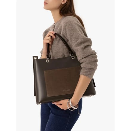 Grote handtas van echt leer en suede dames Ryłko
