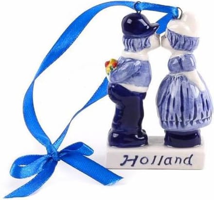 Matix - kerstboomversiering - boer en boerin - per stuk -  delftsblauw