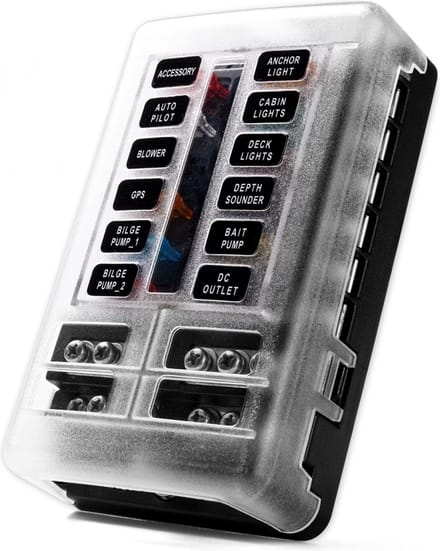 Immers ledlights Zekeringhouder 12 - met led indicatoren - 12/24V - 138 x 88mm