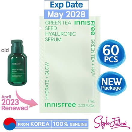 60 stuks/60 ml_[INNISFREE] Green Tea Seed Hyaluronic Serum 1 ml (Voorbeeldzakje) 1ml X 60pcs (60ml) white