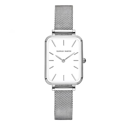 Hannah Martin Rechthoekig Horloge | Zilver | Witte Plaat | Dames Horloges |