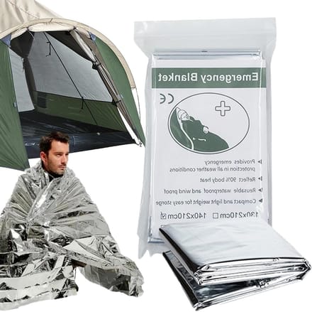 Reddingsdeken - Nooddeken Thermisch - Buiten Overleven - Wind- en Waterdicht - 160 x 210 cm - Zilver