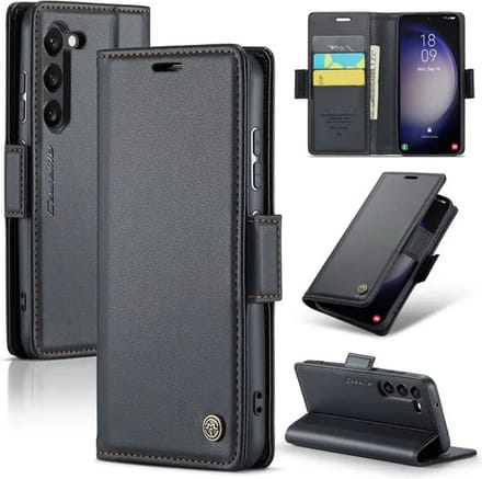 CaseMe Wallet Case met RFID Bescherming en Magneetsluiting voor Samsung Galaxy S24 _ Zwart
