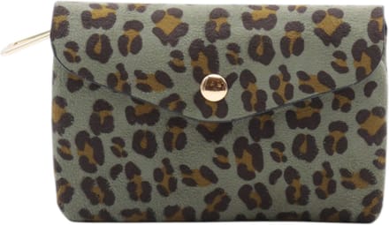 Portemonnee - Flora & Co - suedelook - animal print - kaki
