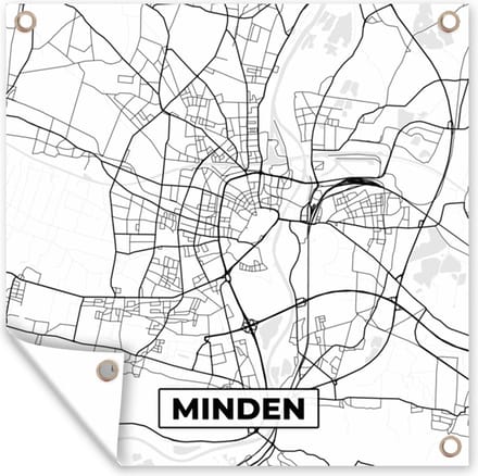 Tuindoek Minden - Stadskaart - Plattegrond - Kaart - 100x100 cm