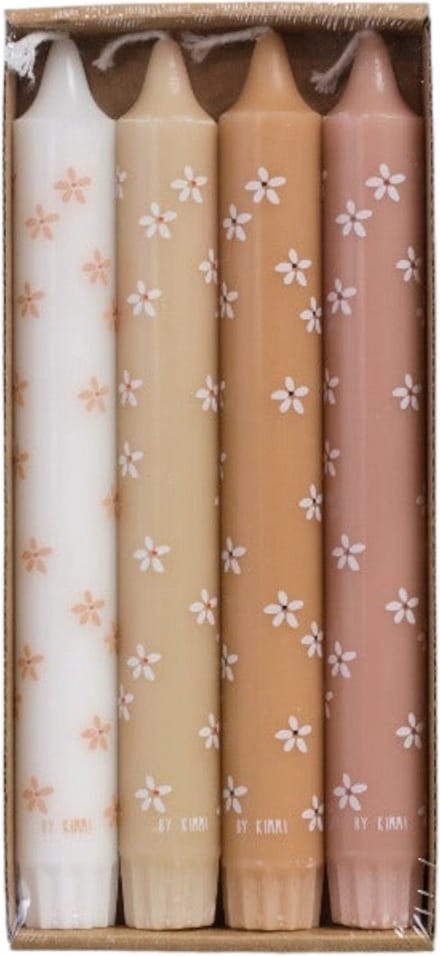 Rustik Lys - Dinerkaarsen - set van 4 - Flowers Summer