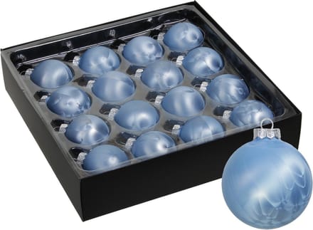 Othmar Decorations Luxe kleine kerstballen - 16x st - 4 cm - blauw - glas - ice finish