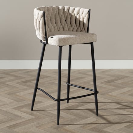 Bronx71® Barkruk River chenille beige 75cm - barstoel