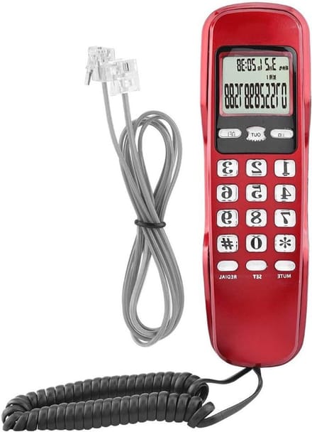 Vaste Telefoon - Wandtelefoon LCD - Thuiskantoor Bellen - Dubbele Nummerherkenning - 195 cm Lengte - Rood