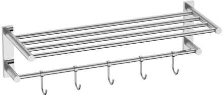 DutchLine - Handdoekrek met haken - 60cm – Chroom
