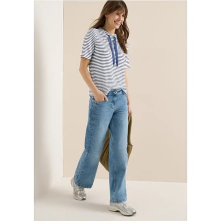 Shirt met trechtervormige hals en structuur