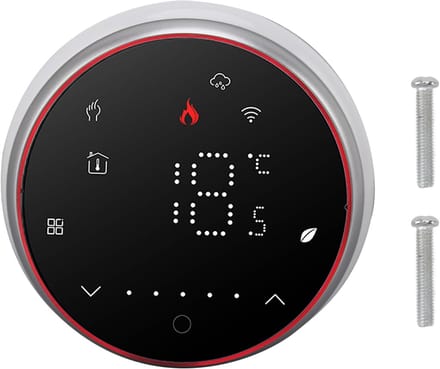 Slimme Thermostaat - Wifi Thermostaat Programmeerbaar - Energie Besparen - Spraakbesturing App - 13 mm dik - Zwart