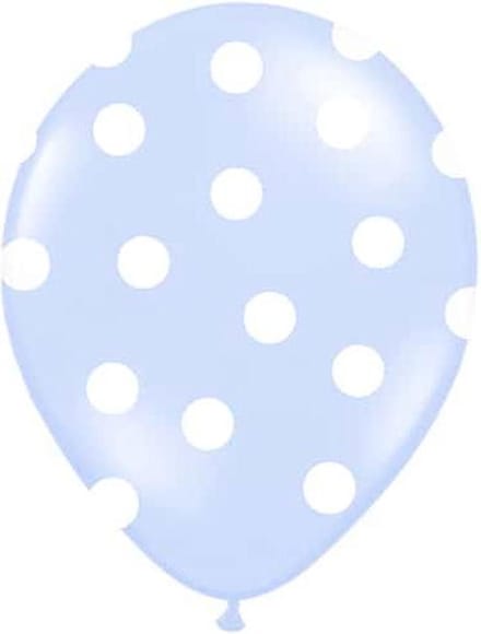Partydeco - Ballonnen Baby blauw dots wit 10 stuks