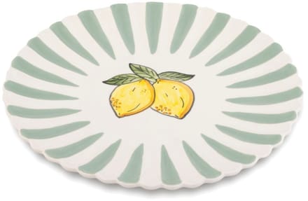 Dinerbord Fruity Citron – Groen/Wit – Aardewerk – ø 28cm - Dishes & Deco