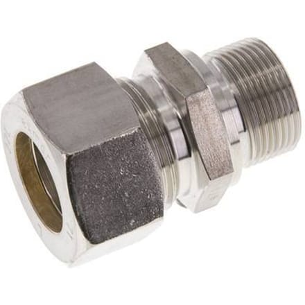 M26x1.5 Buitendraad x 22L RVS Rechte Knelfitting 160 Bar DIN 2353 - FL2S-MO-ST-M26-22-L