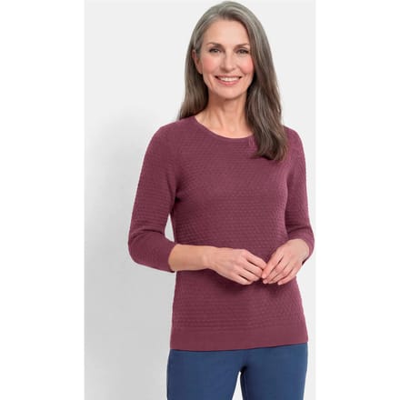 Tricot pullover met stippenmotief - bordeaux - Gr. 46 van Goldner Fashion