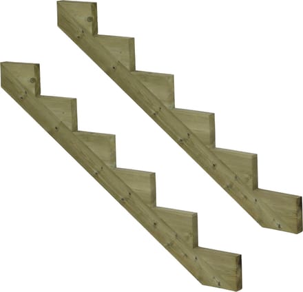 Set van 2 stuks: Trapbalk 6 treden geïmpregneerd hout tuintrap