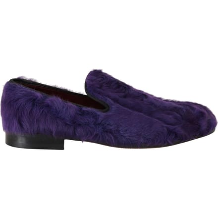 Dolce & Gabbana Dames Paarse Schapenbont Leren Instappers