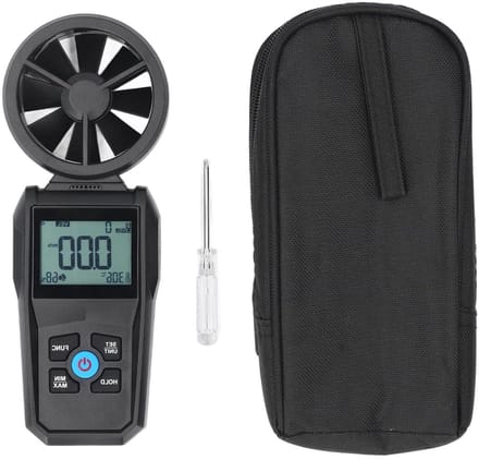 Digitale Windmeter - Snelheidsmeter Lucht - Luchtstromen Meten - 180 Graden Ventilator - 215 mm - Zwart