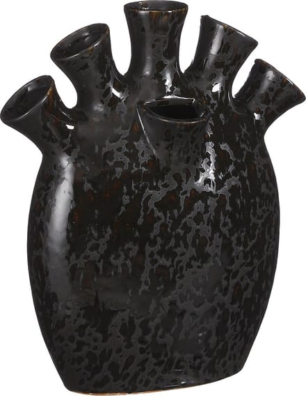 Mica Decorations Tulpenvaas - Saul - zwart - keramiek - 26 x 14 x 30,5 cm - vaas