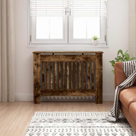vidaXL Radiatorafdekking Gerookt eiken 112 x 19 x 81,5 cm Bewerkt hout