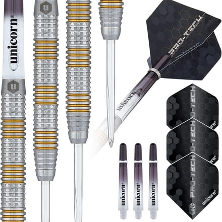 90% Tungsten Steeltip Darts Set Pro-Tech Stijl 3 met Gouden Accenten en Volume Points - 25g