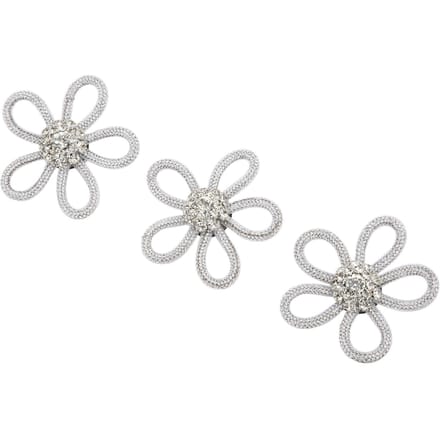 3 Stuks Schoen Broche Leuke Kleuren 6cm Strass Brede Bloemvorm Kleding Broche voor Schoenen Tas Bruiloft white