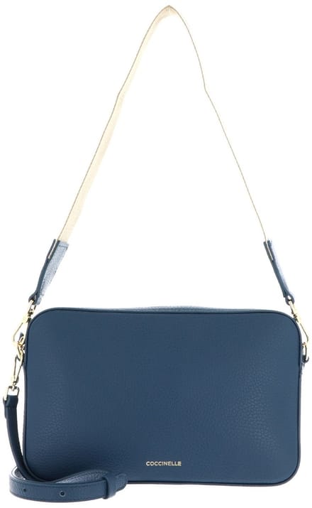 COCCINELLE Leren schoudertas Tebe Mini Bag Grained Leather Deep Blue blauw