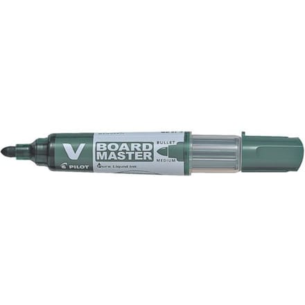Whiteboard marker PILOT V-Board Master, navulbaar, inktniveau-indicator, ronde punt, groen, 1 st.