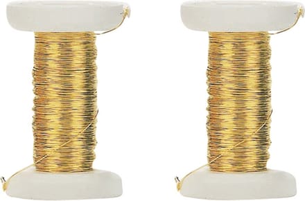 Goud metallic bind draad/koord - 2x stuks - 0,4 mm dikte 40 meter - Hobby artikelen/Knutselen materialen